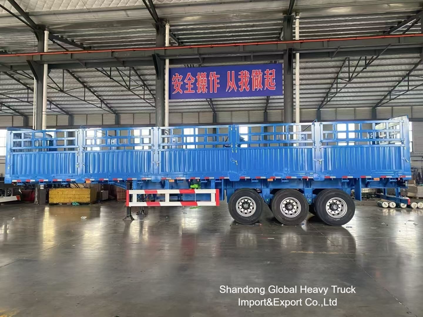 3 অক্ষ 50 টন বায়ু সাসপেনশন সঙ্গে বেড়া আধা ট্রেলার